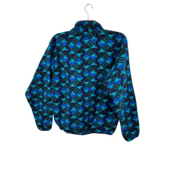 Vtg Columbia Fleece Pullover Made in USA Mens M Blue Aztec Geometric 1/4 Zip - Picture 4 of 9